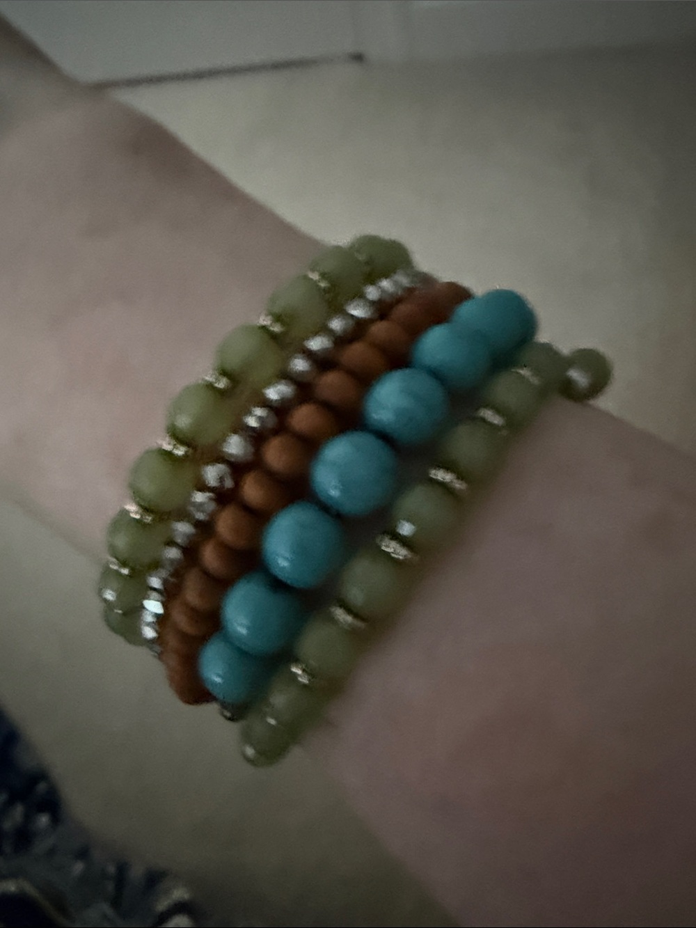 Stacked Bead Wrap Style Five Strand Bracelet